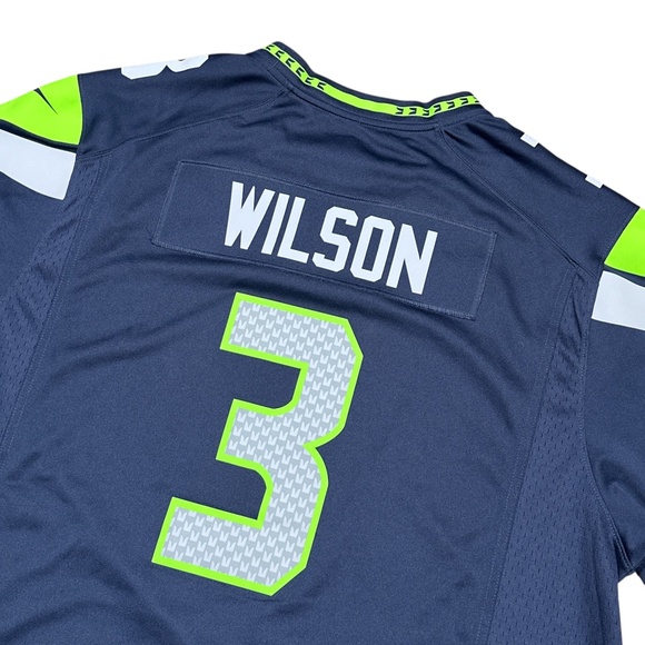 Nike On Field Seattle Seahawks Russell Wilson Blue NFL Football Jersey Mens 2XL - Picture 7 of 11